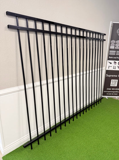 3-Rail Ornamental Steel Flat Top Fence Panel, Rackable
