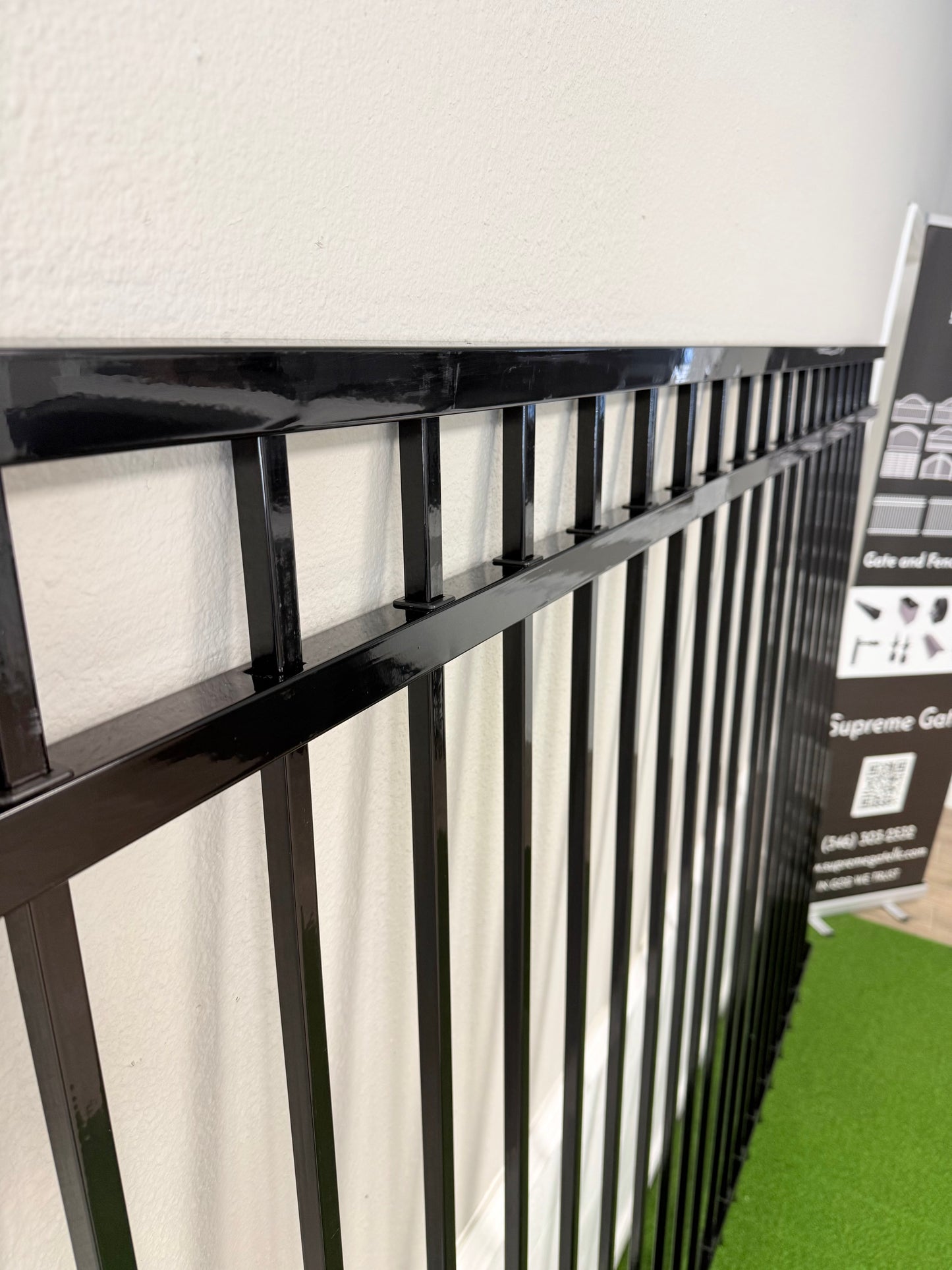 3-Rail Ornamental Steel Flat Top Fence Panel, Rackable