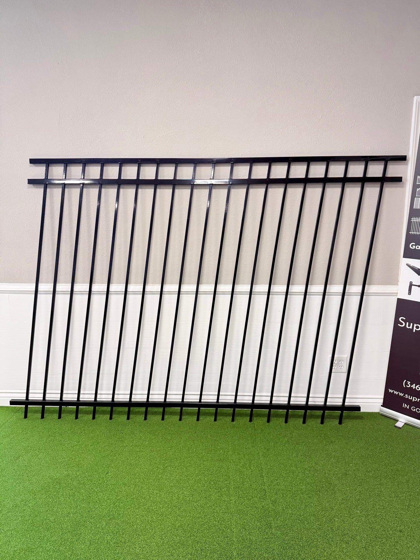 3-Rail Ornamental Steel Flat Top Fence Panel, Rackable