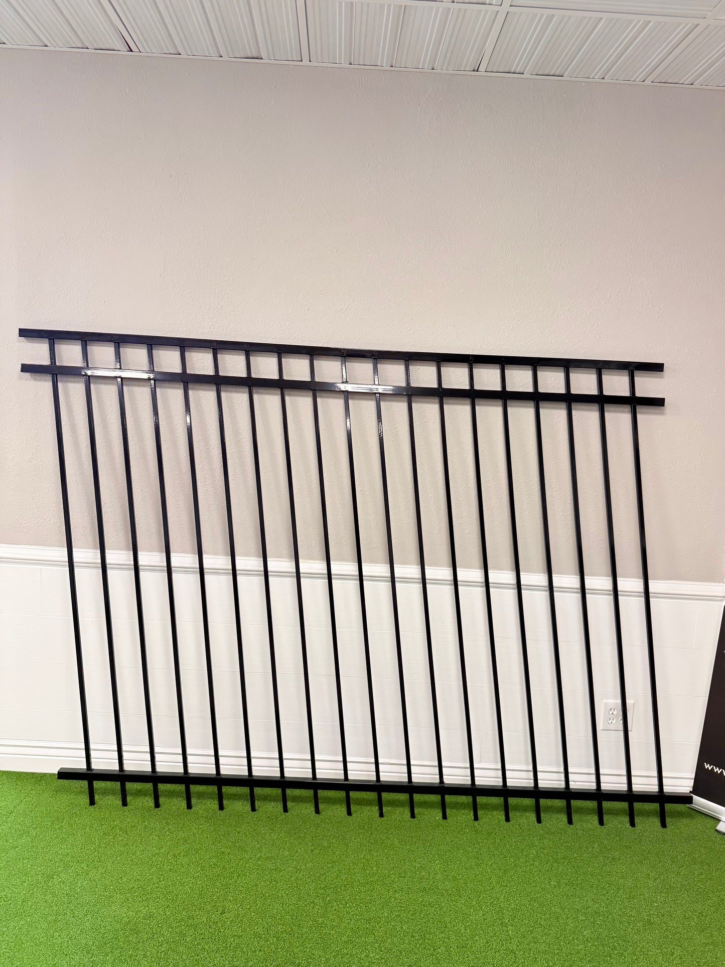 3-Rail Ornamental Steel Flat Top Fence Panel, Rackable