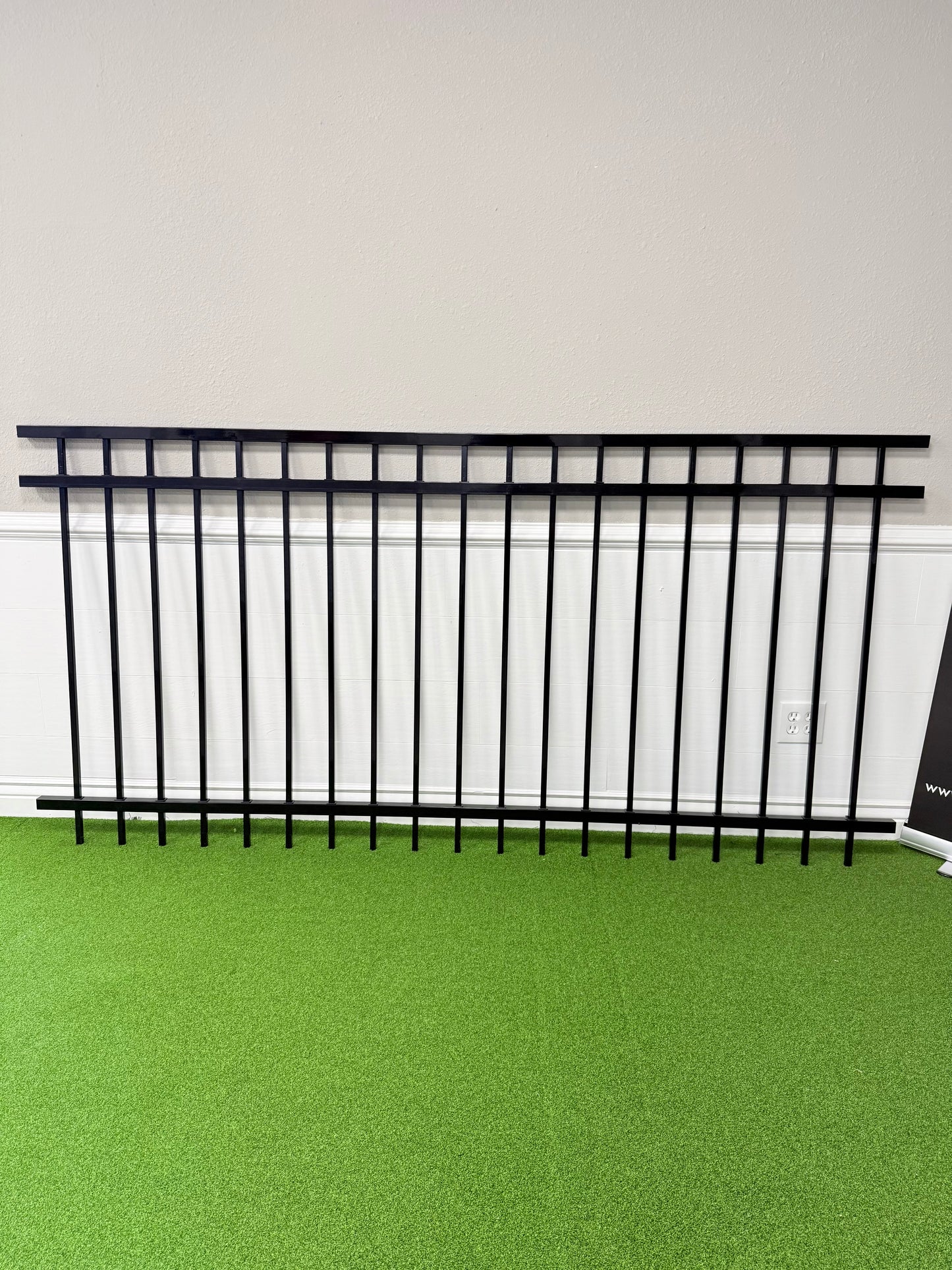 3-Rail Ornamental Steel Flat Top Fence Panel, Rackable
