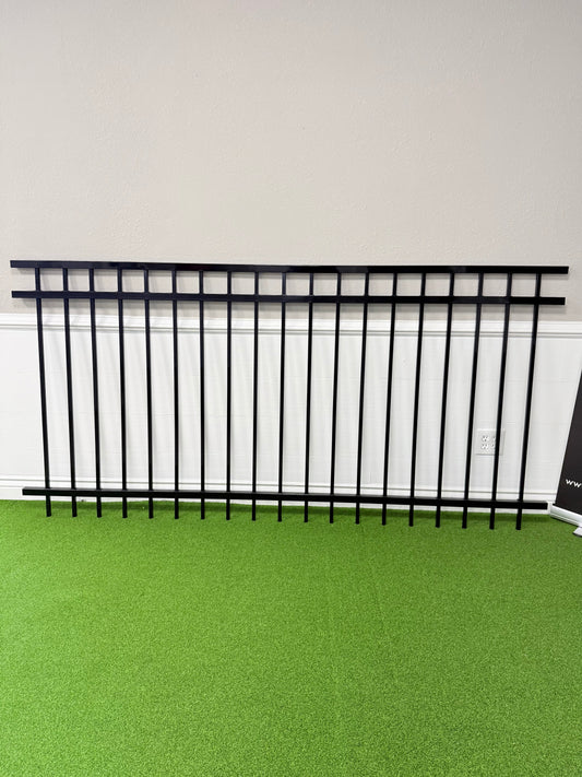 3-Rail Ornamental Steel Flat Top Fence Panel, Rackable