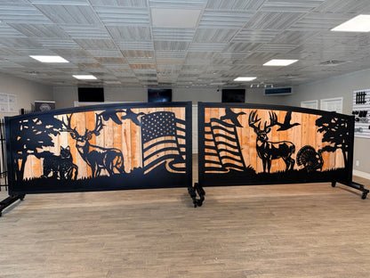 Custom Wildlife & Patriotic Dual Swing Gate (20 ft. x 4 ft.)